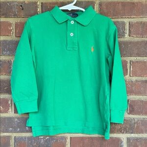 Polo by Ralph Lauren green long sleeve polo, size 5